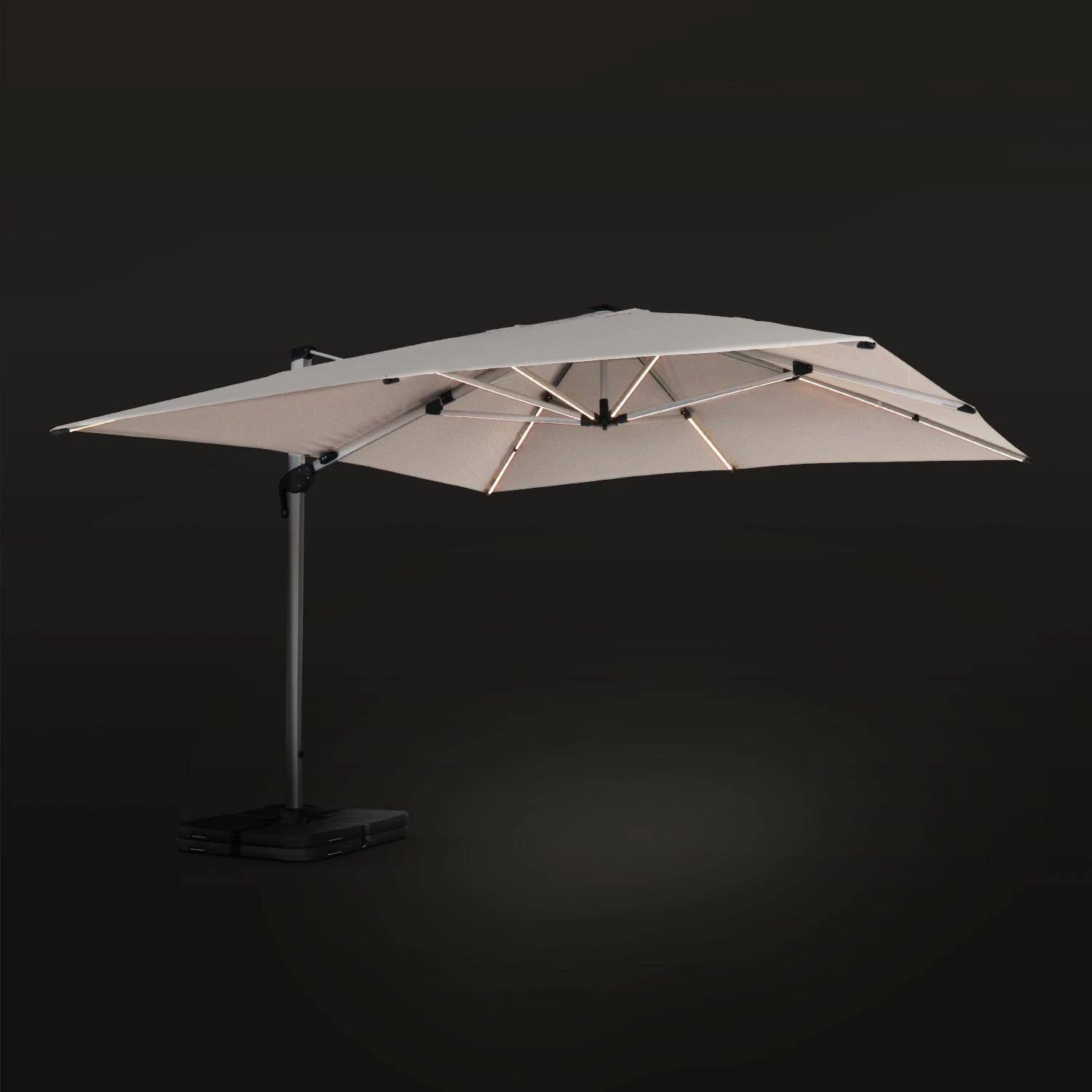 Parasol LED Déporté Carré 4x4m Couleur : Beige 3 Parasol LED Déporté Carré 4x4m Couleur : Beige – Image 3