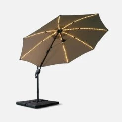 Parasol LED Déporté Rond 3m -Mobilier De Jardin hufibled300bg a05f9cca258b3016a44c35651703ca10