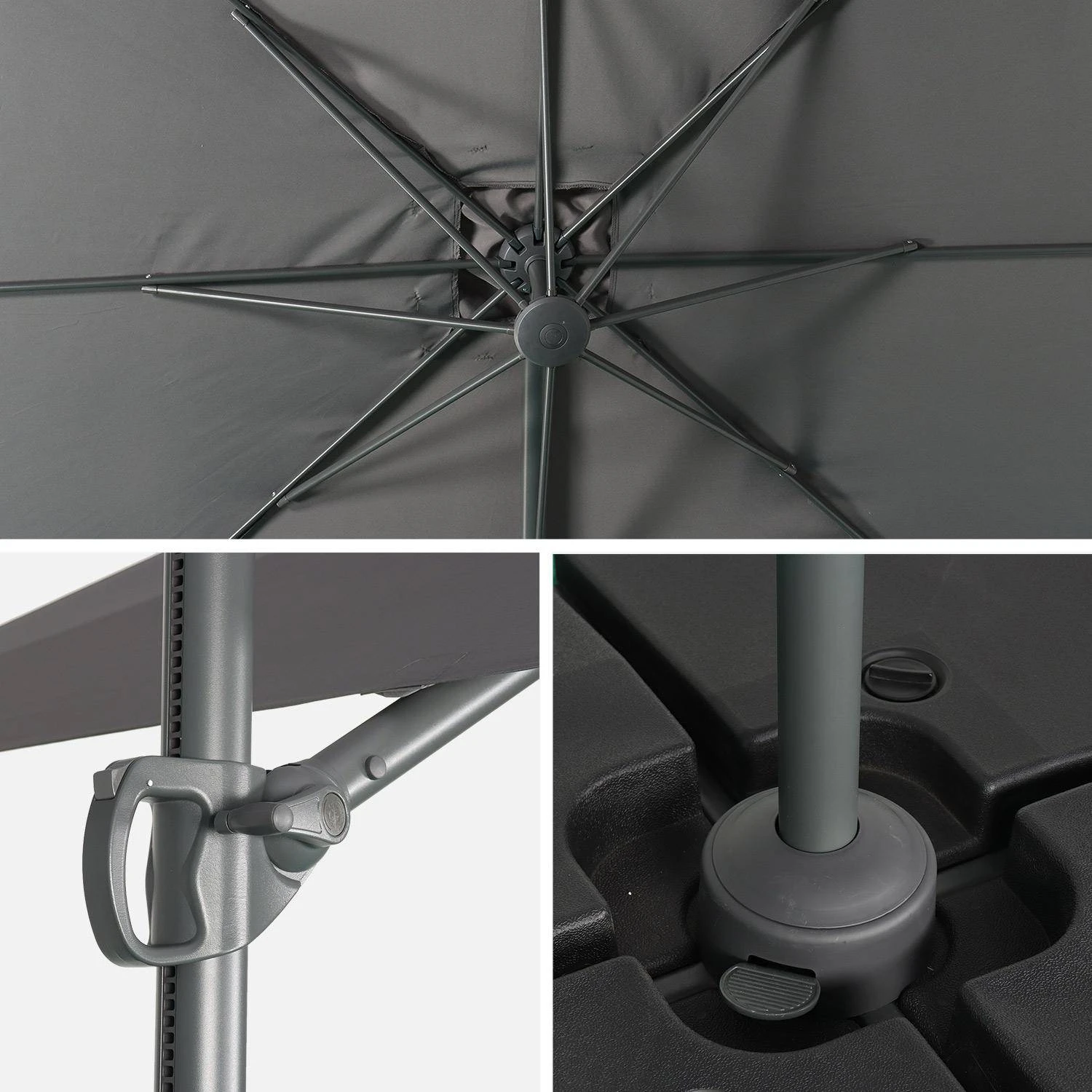 Parasol Déporté Carré 2,5x2,5m 5 Parasol Déporté Carré 2,5x2,5m – Image 5