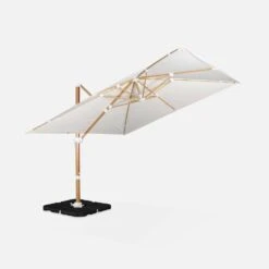 Parasol Déporté Carré 3x3m, Mât Effet Bois Couleur : Ecru -Mobilier De Jardin hukd3x3wdecru ef5ac34ffe8b639319f5ab79cac32ed8