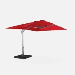 Parasol Déporté Rectangulaire 3x4m + Dalles à Lester 50x50cm Couleur : Rouge -Mobilier De Jardin hukd3x4basered 2d654ac9f3c82b44dda94f4b9a906b6d