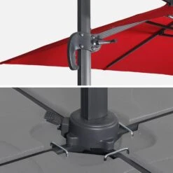 Parasol Déporté Rectangulaire 3x4m + Dalles à Lester 50x50cm Couleur : Rouge -Mobilier De Jardin hukd3x4basered 5417aaf1487e972283fd4f1a08cde272