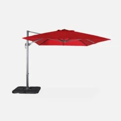 Parasol Déporté Rectangulaire 3x4m + Dalles à Lester 50x50cm Couleur : Rouge -Mobilier De Jardin hukd3x4basered 6d3cbd3befa9bfb366d431db2d4faf9b