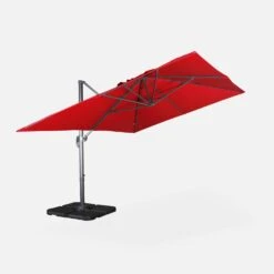 Parasol Déporté Rectangulaire 3x4m + Dalles à Lester 50x50cm Couleur : Rouge -Mobilier De Jardin hukd3x4basered cec76a1efa16d8ac892d5d3c235ff7d3