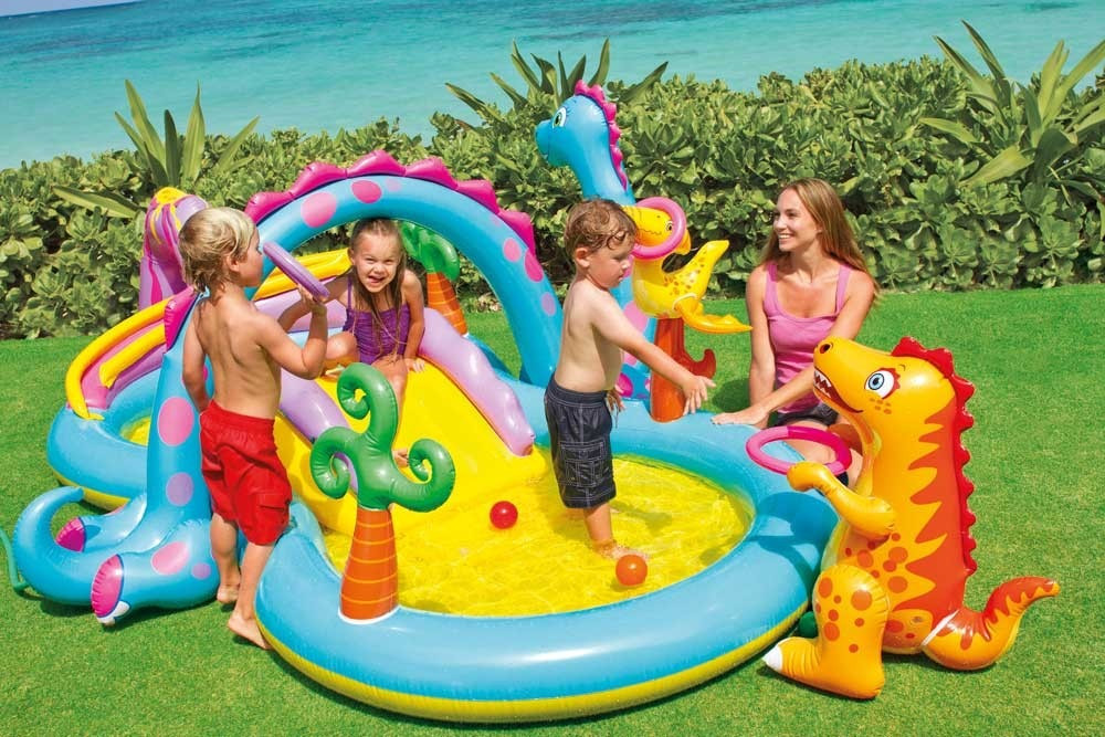 Mobilier De Jardin -Mobilier De Jardin intex aire de jeux aquatique dinoland 333 x 229 cm 57135