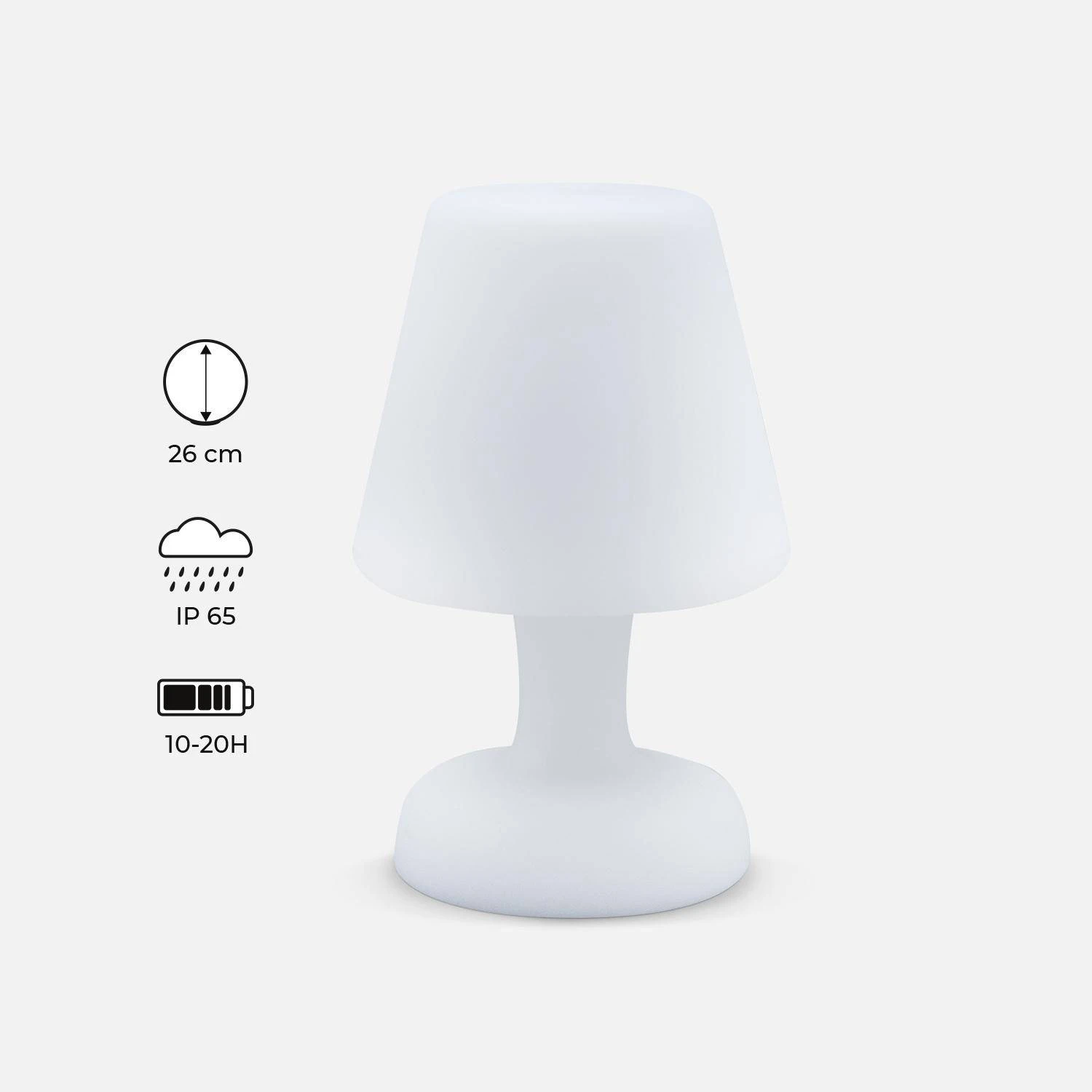 Lampe De Table LED Recharge Sans Fil, Intérieur/extérieur, 26cm 2 Lampe De Table LED Recharge Sans Fil, Intérieur/extérieur, 26cm – Image 2