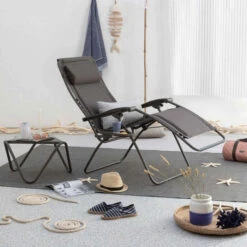 Fauteuil Relax Pliant LAFUMA RSX Clip Polycoton - Ardoise -Mobilier De Jardin lfm2037.8549 fauteuil relax pliant lafuma rsx clip polycoton ardoise ambiance