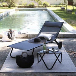 Lit Bain De Soleil LAFUMA Miami - Obsidian -Mobilier De Jardin lfm2720 6897 lit bain soleil lafuma miami noir ambiance