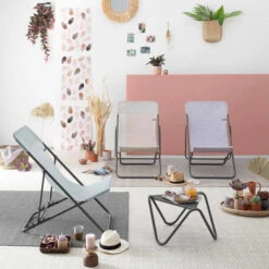 Chaise Longue LAFUMA Maxi Transat Velio Néo - Flora -Mobilier De Jardin lfm5029 chaise longue lafuma maxi transat velio neo flora ambiance 2