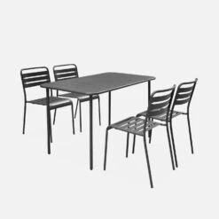 Table De Jardin Métal, 4 Chaises Couleur : Anthracite 9 Table De Jardin Métal, 4 Chaises Couleur : Anthracite -Mobilier De Jardin mt120x70r4at 66bd54c09bf628799fe898d346d91e5d