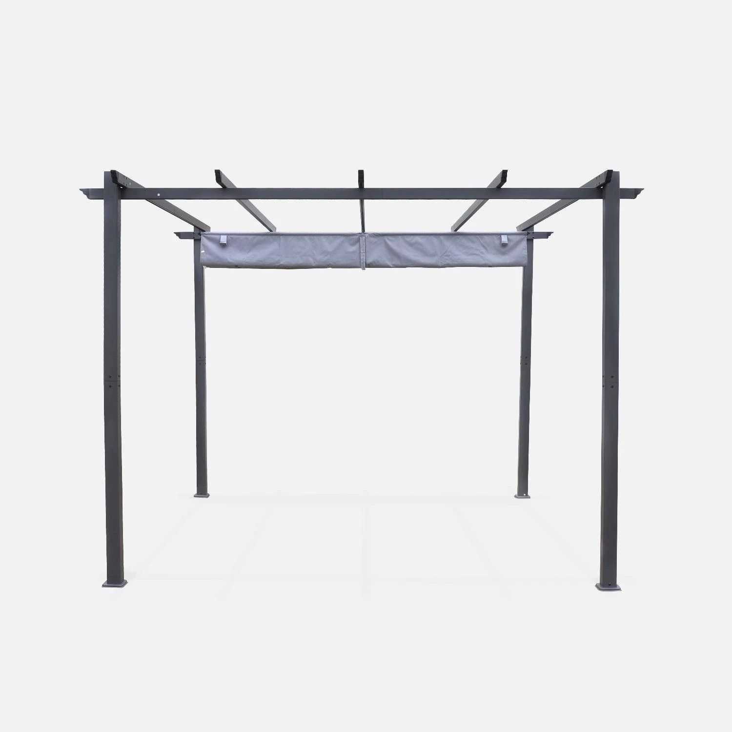 Pergola, Aluminium, 3x3m, Toile Coulissante Couleur : Gris 4 Pergola, Aluminium, 3x3m, Toile Coulissante Couleur : Gris – Image 4