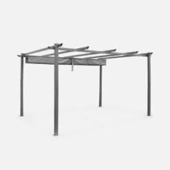 Pergola Aluminium 3x4m Toile Coulissante Couleur : Gris -Mobilier De Jardin pgakd3x4gy 03dbf9472403ee715fda5cfeb244ca17