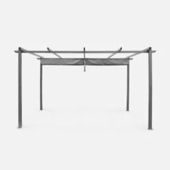 Pergola Aluminium 3x4m Toile Coulissante Couleur : Gris -Mobilier De Jardin pgakd3x4gy 708217d2c59ec7047fefa725b0fed0d4