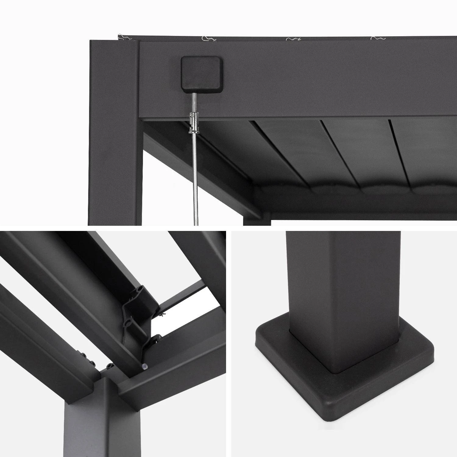 Pergola Bioclimatique Aluminium 3x4 Et Lot De 3 Persiennes 130cm 4 Pergola Bioclimatique Aluminium 3x4 Et Lot De 3 Persiennes 130cm – Image 4