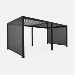 Pergola Bioclimatique Triomphe 3x6m V1 + 2 Stores 3m -Mobilier De Jardin pgbc3x6r3n3at 9d03e4dc0e73d0dfb1b51e1e8935a482
