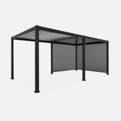 Pergola Bioclimatique Triomphe 3x6m V1 + 2 Stores 3m -Mobilier De Jardin pgbc3x6r3n3at e1b252934748133e34bbac2d8ca7dc73