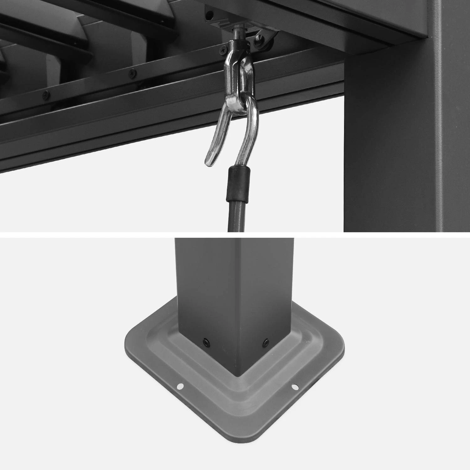 Pergola Bioclimatique, Aluminium Et Acier, 3x3 M, Lames Orientables 6 Pergola Bioclimatique, Aluminium Et Acier, 3x3 M, Lames Orientables – Image 6