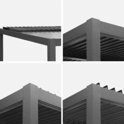 Pergola Bioclimatique, Aluminium Et Acier, 3x3 M, Lames Orientables 9 Pergola Bioclimatique, Aluminium Et Acier, 3x3 M, Lames Orientables -Mobilier De Jardin pgbcslc3x3at e78af7d0cb95c7cdc50da004704a1737