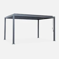 Pergola Bioclimatique, Aluminium Et Acier, 3x4m, Lames Orientables