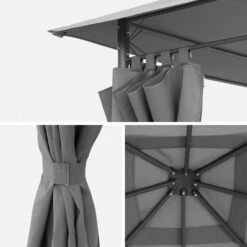 Tonnelle 3x4 M Avec Rideaux Couleur : Gris -Mobilier De Jardin pgskd3x4gy d371a84da33644b9db6339e128e09cbf