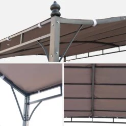 Pergola Acier 3x2,5 M Couleur : Taupe -Mobilier De Jardin pgskdwallbn 72a2e91228110d7b2da616e2bb629b1d