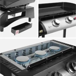 Plancha Gaz 3 Brûleurs Inox 7,5kW Avec Chariot -Mobilier De Jardin ph1003trolley dee2e51a3a1ecf2b190da9076fbb17b8