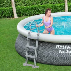 Piscine Autoportée Bestway Fast Set Aspect Rotin 4,57 X 1,07 M -Mobilier De Jardin piscine autoportee bestway fast set rotin 457 x 107 cm 2