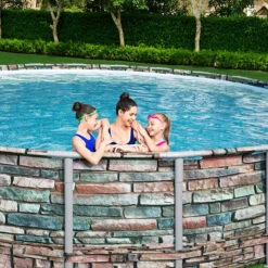 Piscine Tubulaire Bestway Power Steel Stone Ronde 4,27 X 1,22 M -Mobilier De Jardin piscine tubulaire bestway steel stone ronde 427 x 122 cm 3 1