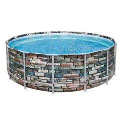 Piscine Tubulaire Bestway Power Steel Stone Ronde 4,27 X 1,22 M -Mobilier De Jardin piscine tubulaire bestway steel stone ronde 427 x 122 cm 5 1