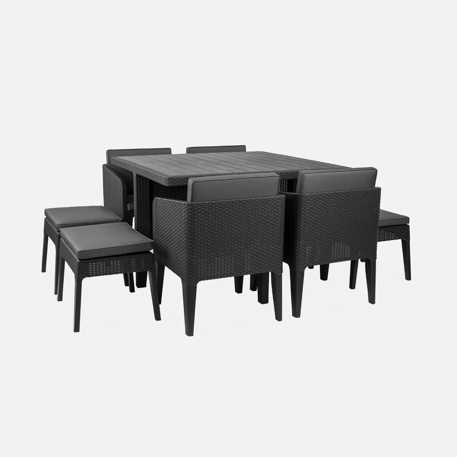 Table De Jardin Encastrable Imitation Rotin, 8 Chaises 1 Table De Jardin Encastrable Imitation Rotin, 8 Chaises