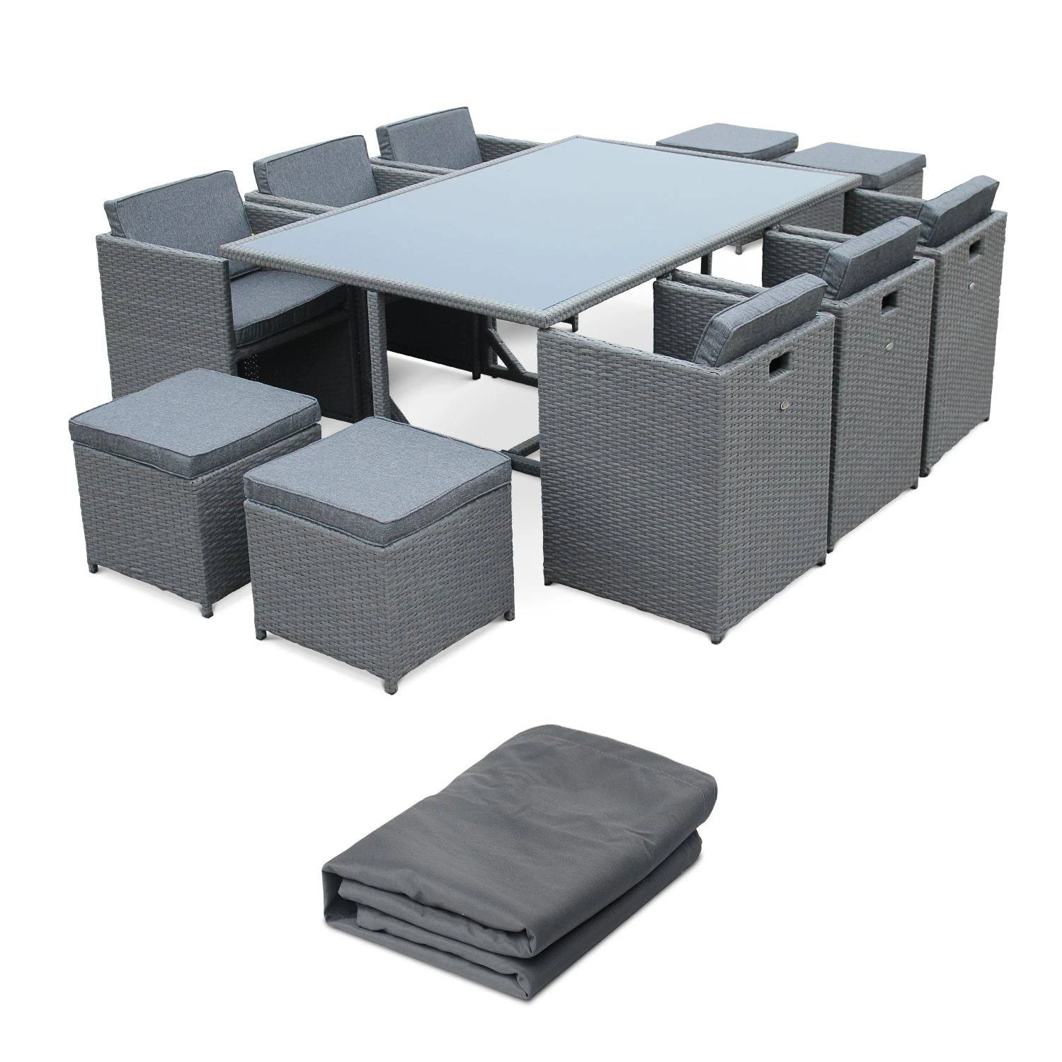 Salon De Jardin 6-10 Places Avec Housse - Vasto Couleur : Gris / Gris 1 Salon De Jardin 6-10 Places Avec Housse - Vasto Couleur : Gris / Gris