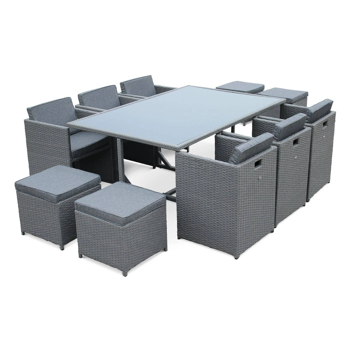 Salon De Jardin 6-10 Places Avec Housse - Vasto Couleur : Gris / Gris 2 Salon De Jardin 6-10 Places Avec Housse - Vasto Couleur : Gris / Gris – Image 2