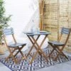 Table De Jardin Pliable Bois, 2 Chaises Couleur : Bleu