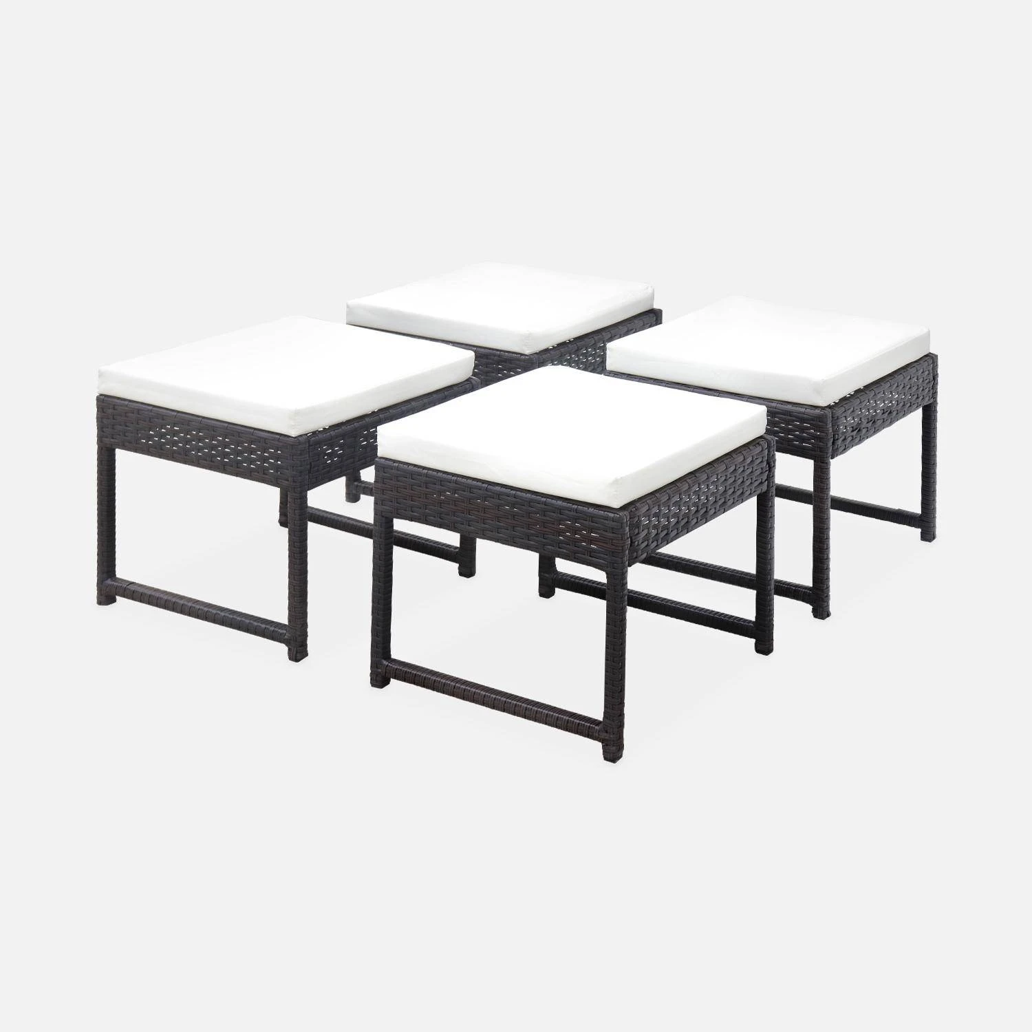 Lot De 4 Poufs Pour Table De Jardin Couleur : Marron / Ecru 1 Lot De 4 Poufs Pour Table De Jardin Couleur : Marron / Ecru