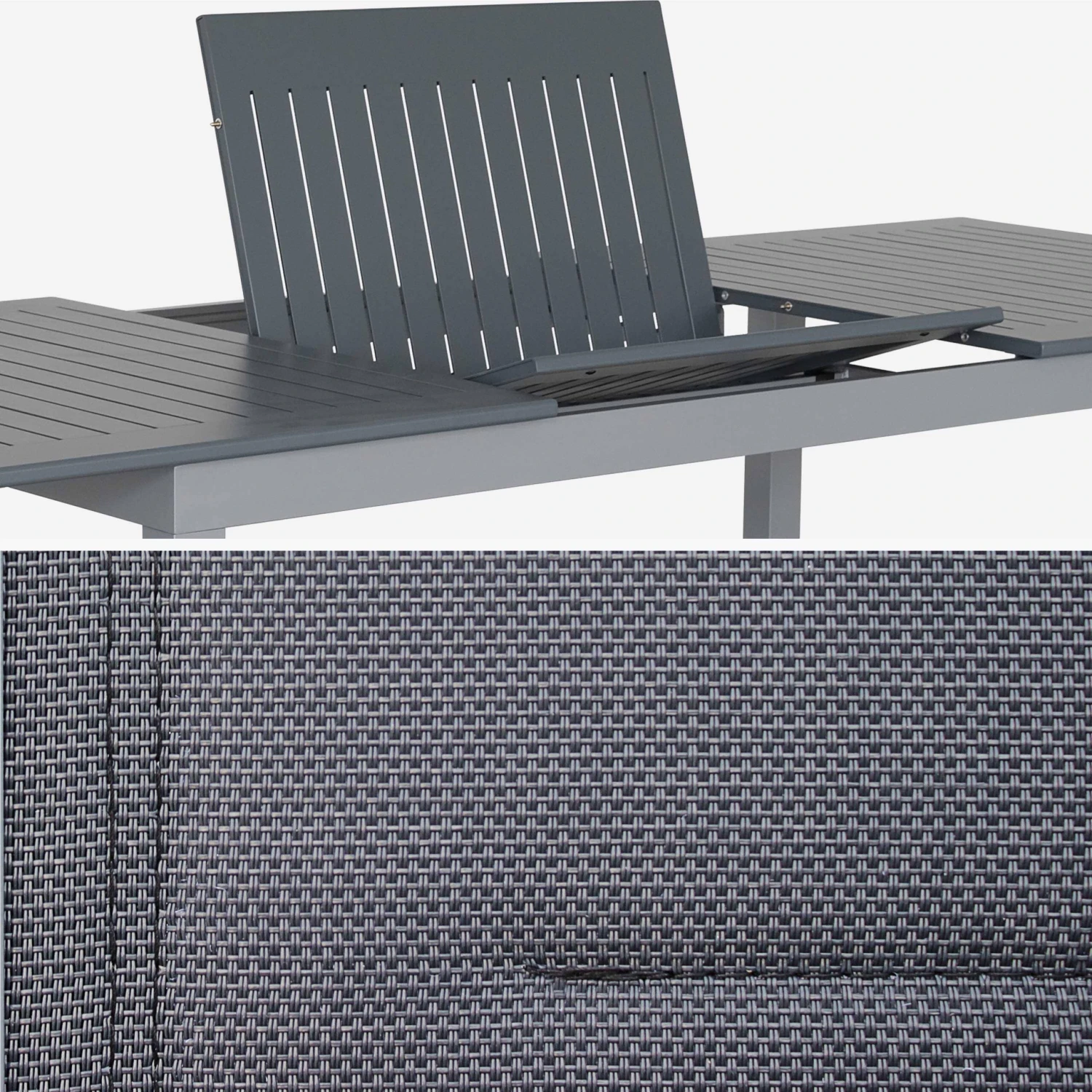 Table De Jardin Extensible Aluminium, 8 Chaises Couleur : Gris / Gris Foncé 6 Table De Jardin Extensible Aluminium, 8 Chaises Couleur : Gris / Gris Foncé – Image 6
